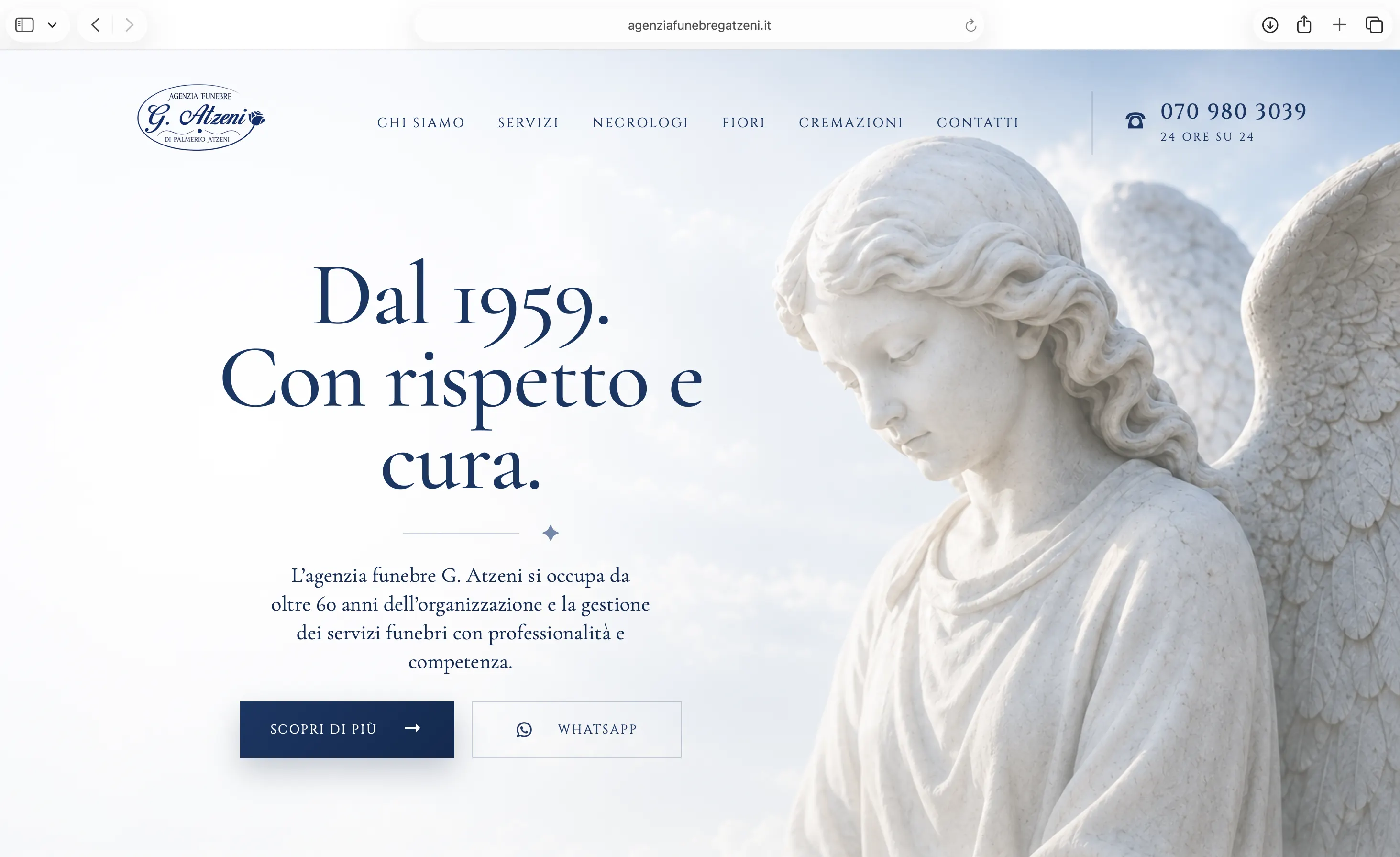 Sito web agenzia funebre — vista desktop